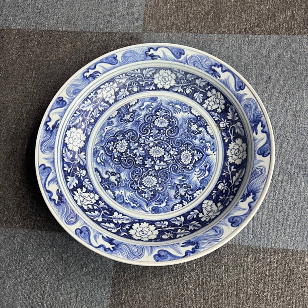 古陶瓷青花缠枝莲花卉大盘/1252