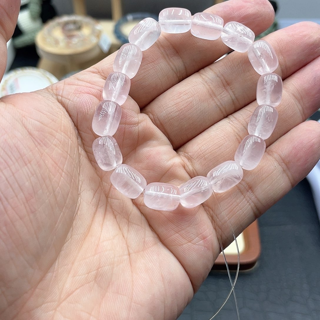 水晶手链未镶嵌粉水晶方糖