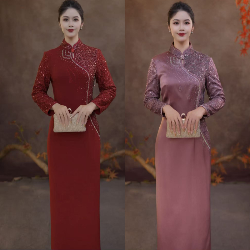 新中式改良旗袍中长款高定轻奢小众气质优雅显瘦生日聚会连衣裙