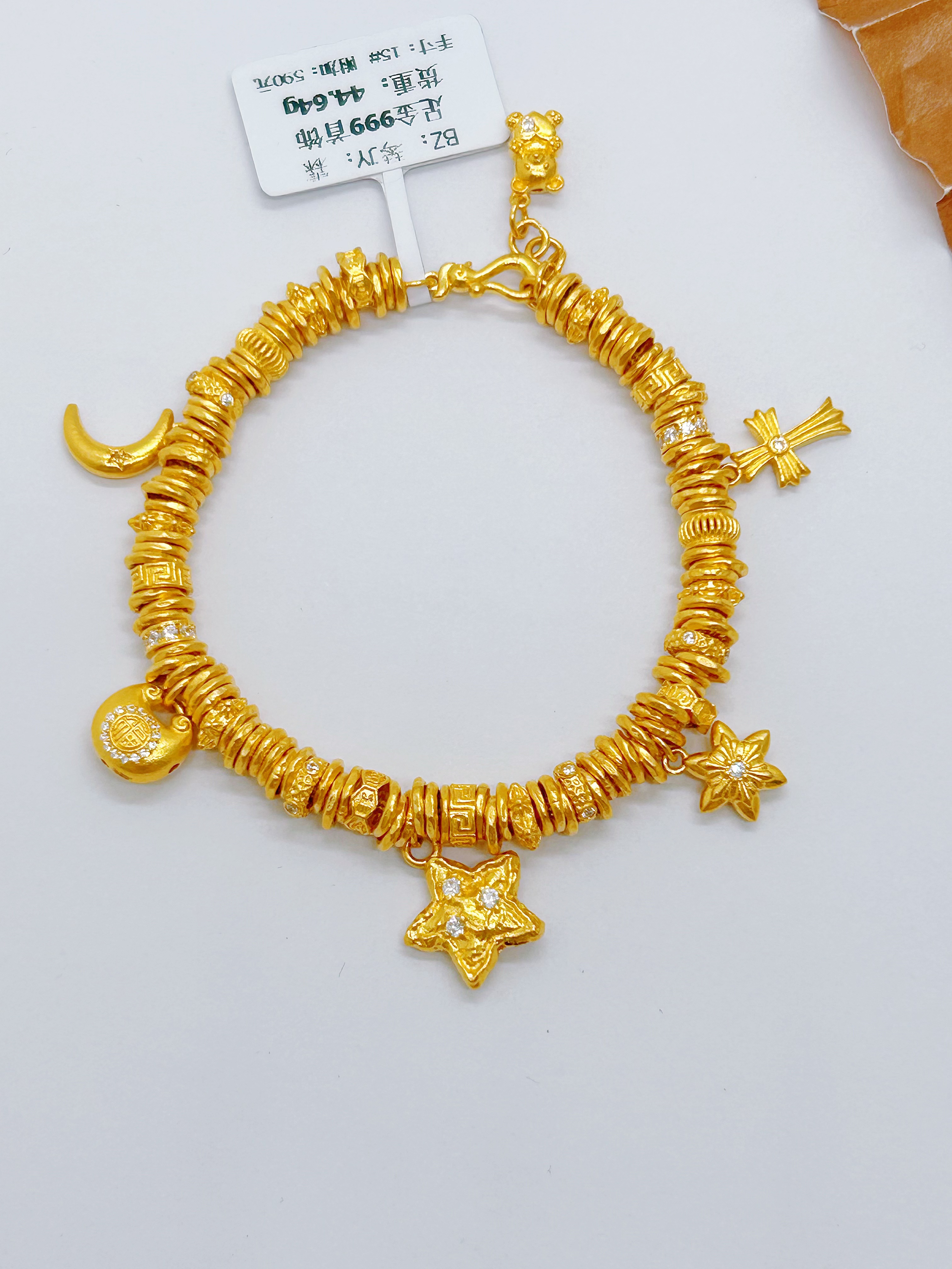 足金999手工古法盘缠手链卡5 DIY设计搭配新春礼物15cm   44.64