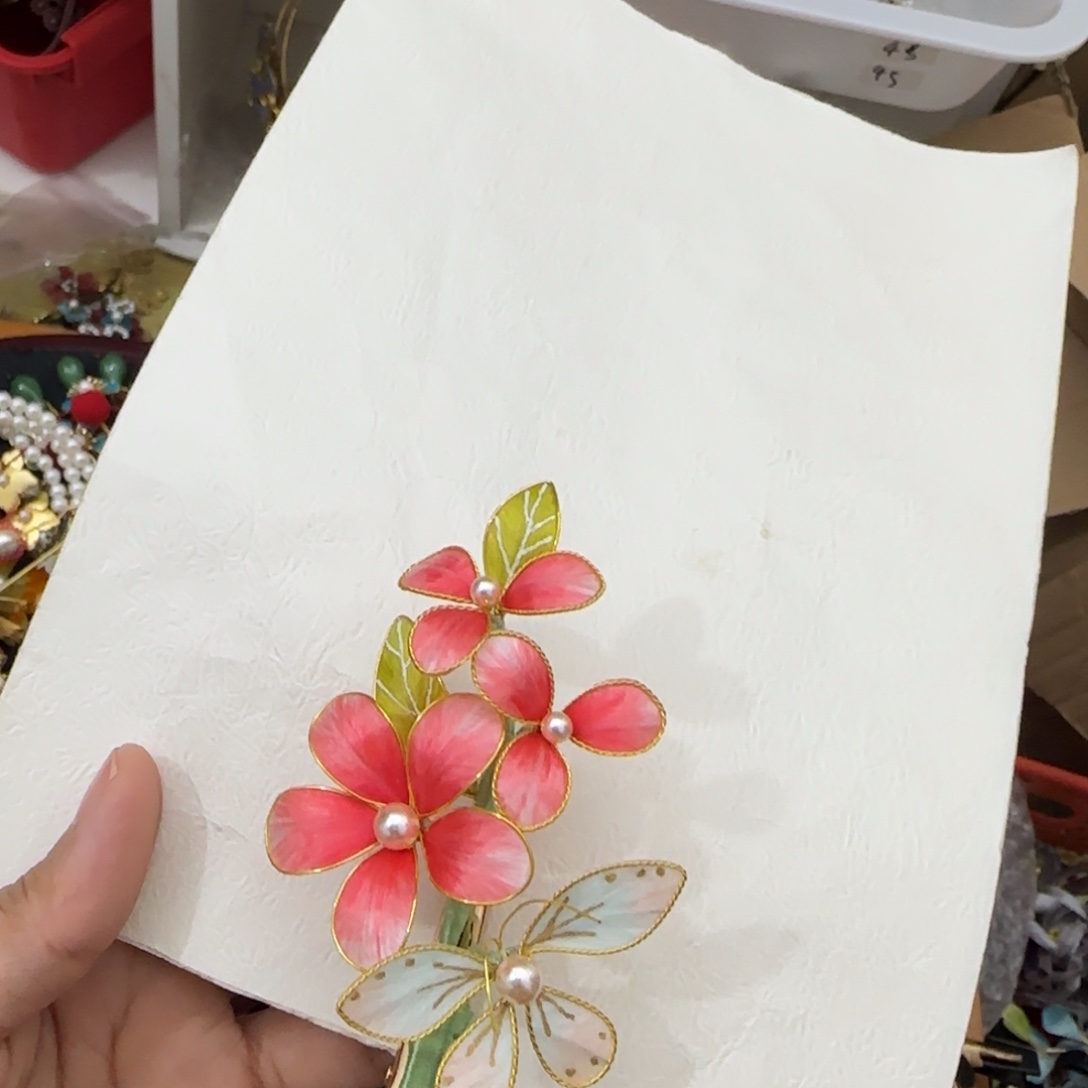 仿珍珠合金绒花现货