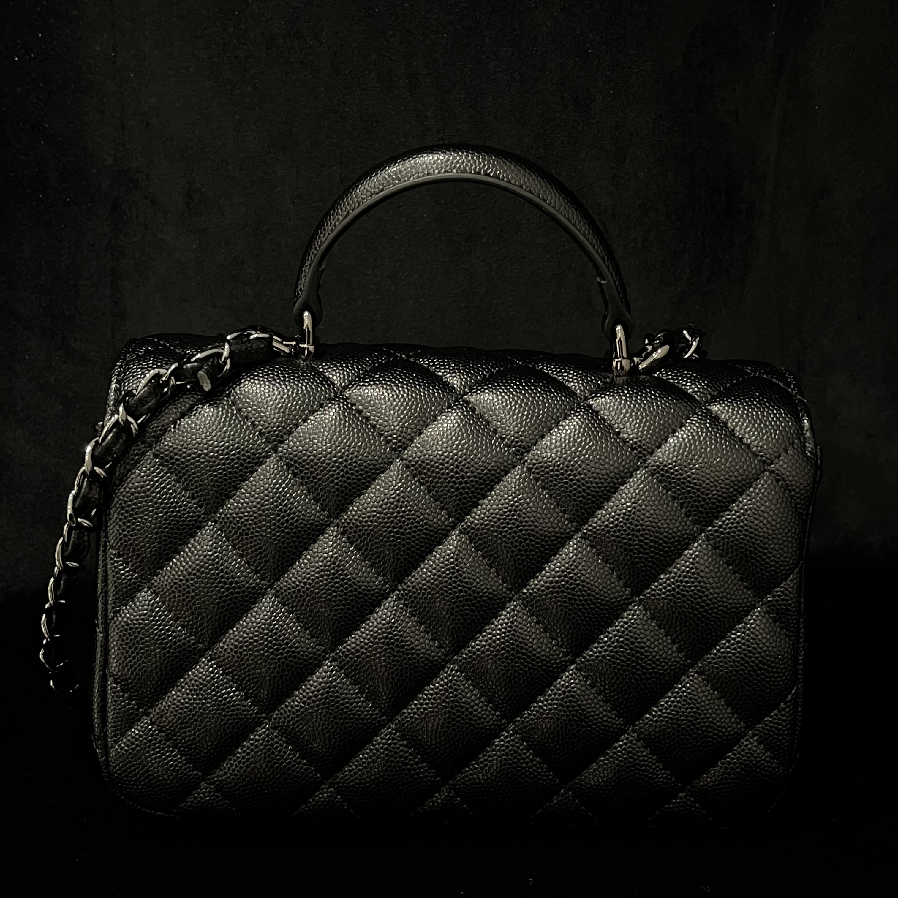 COCO DICV2025新款高端定制时尚鱼手提菱格单耳 黑色18cm80292