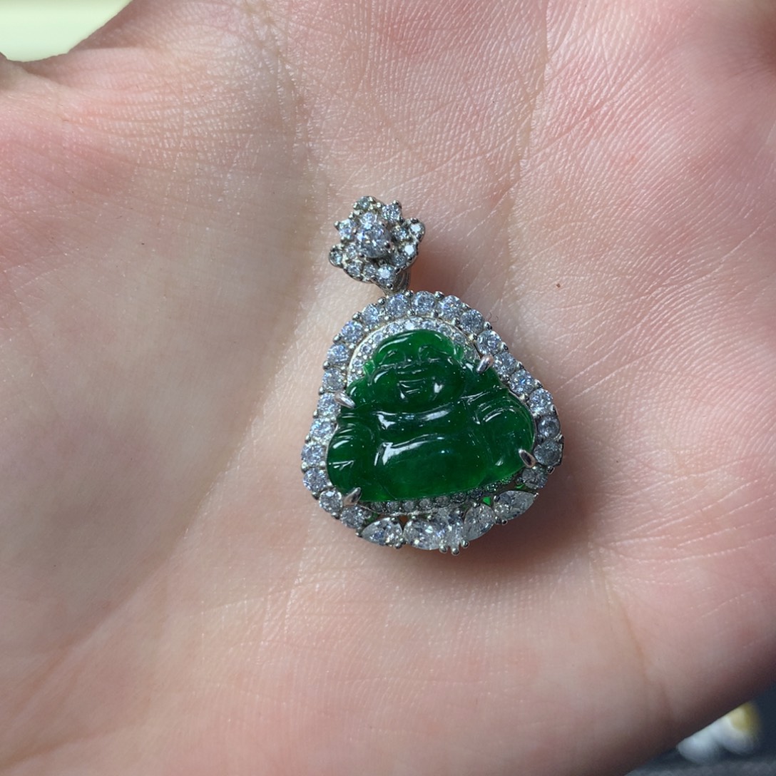 翡翠银S925镶嵌挂件