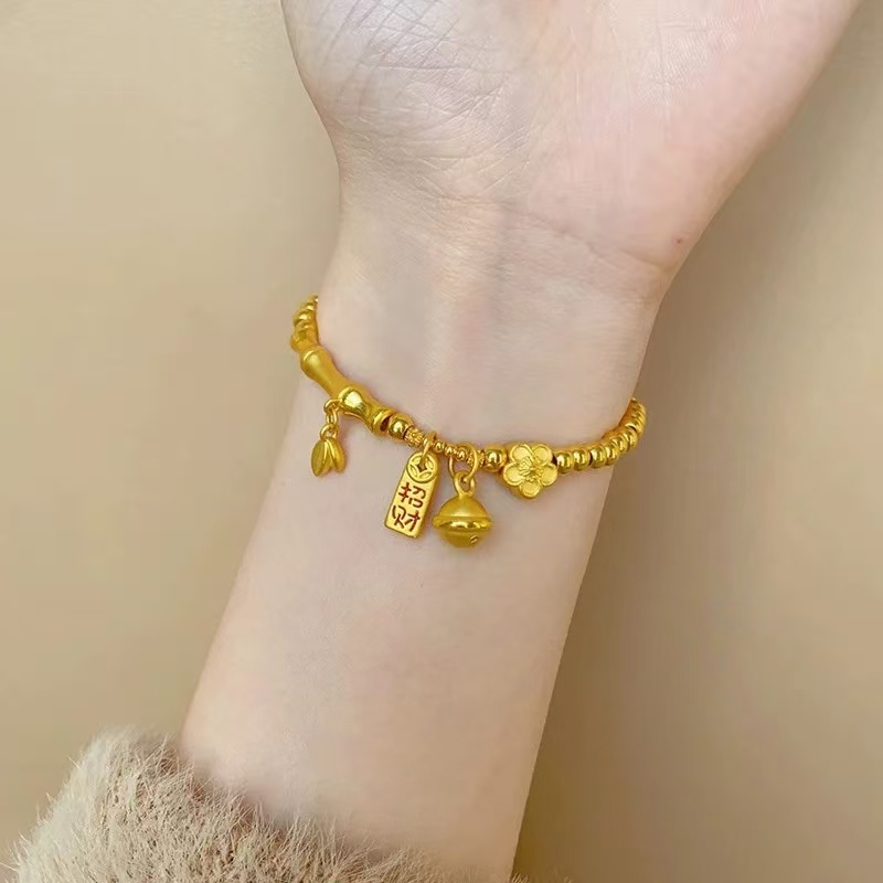 铜合金手链 A395 气质复古轻奢时尚百搭精美弹力绳手链女士小众