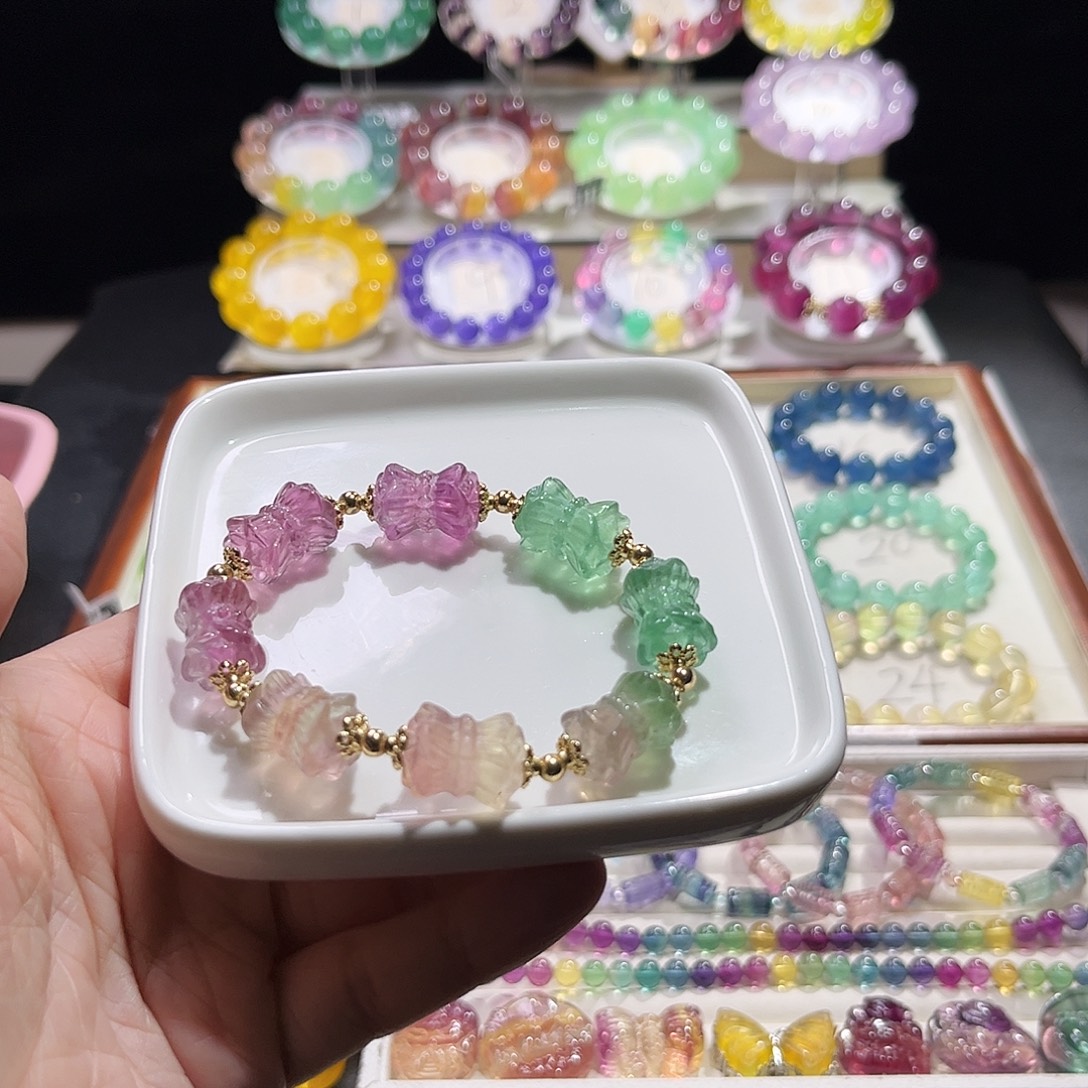 手串萤石未镶嵌并蒂莲