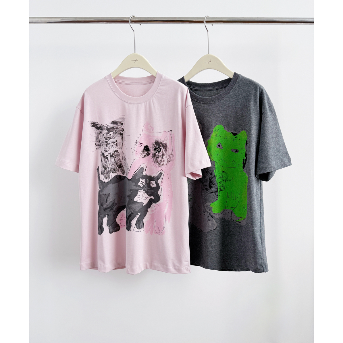 纯原！J猫咪涂鸦短袖T