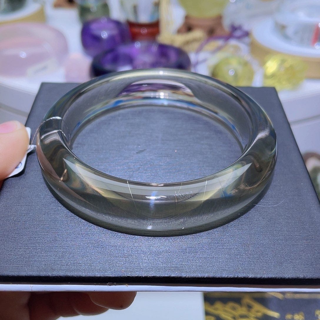 水晶手镯未镶嵌天然茶发晶手镯