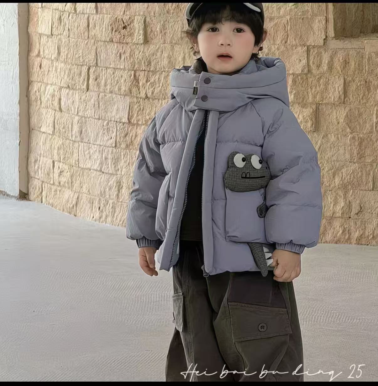 2025新款棉服中小童短款加厚洋气卡通保暖防寒服连帽外套可爱潮流