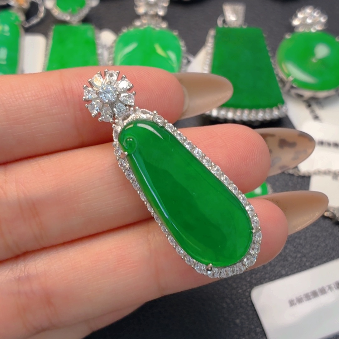 翡翠银S925镶嵌吊坠(不含链)