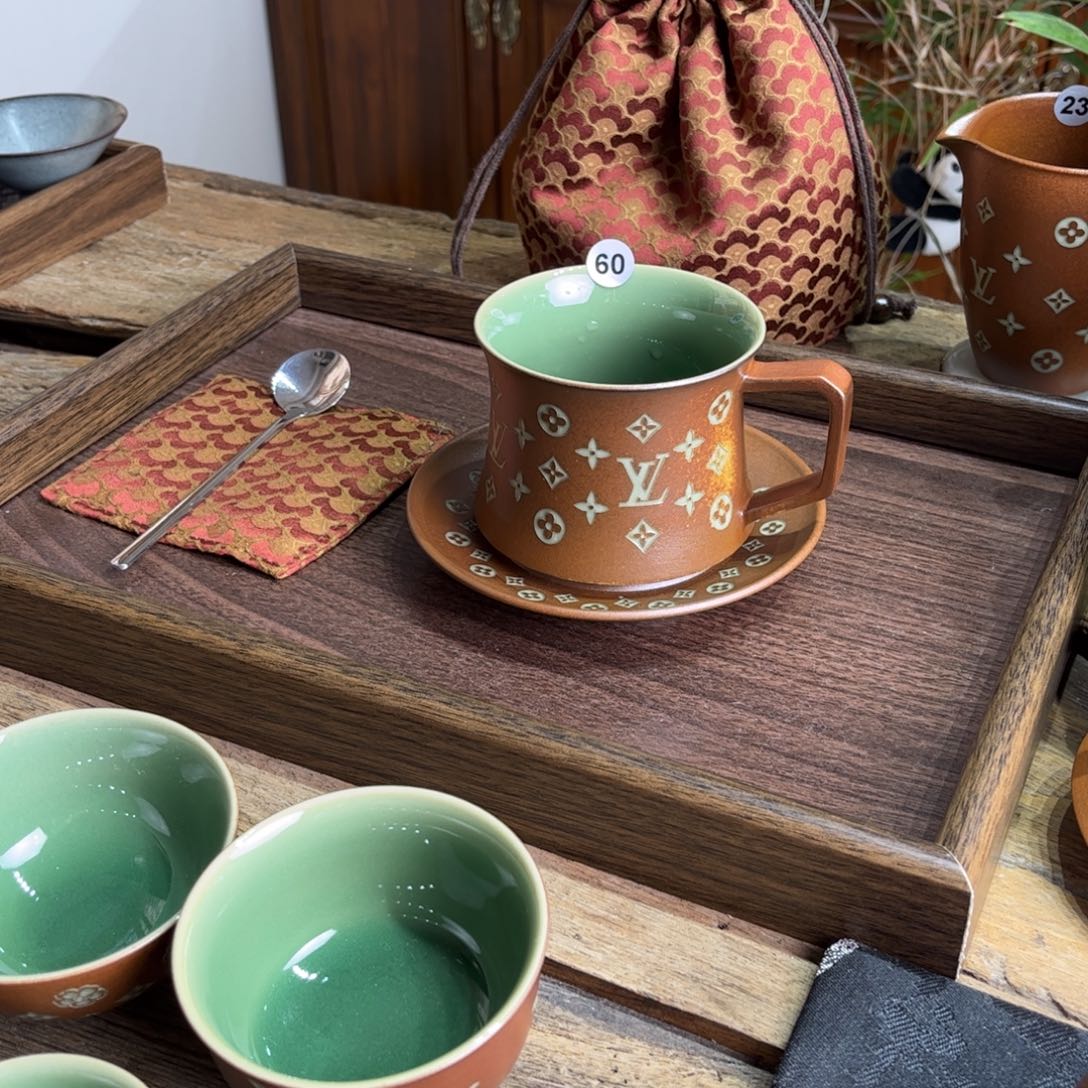 娟***子草木灰老花咖啡杯