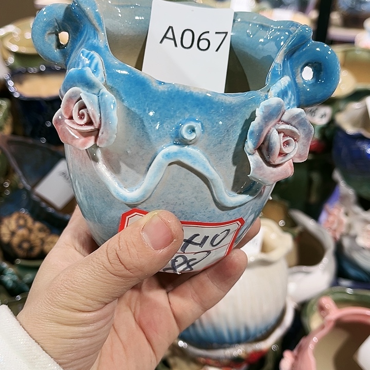 瓷片花盆多肉植物艺术品