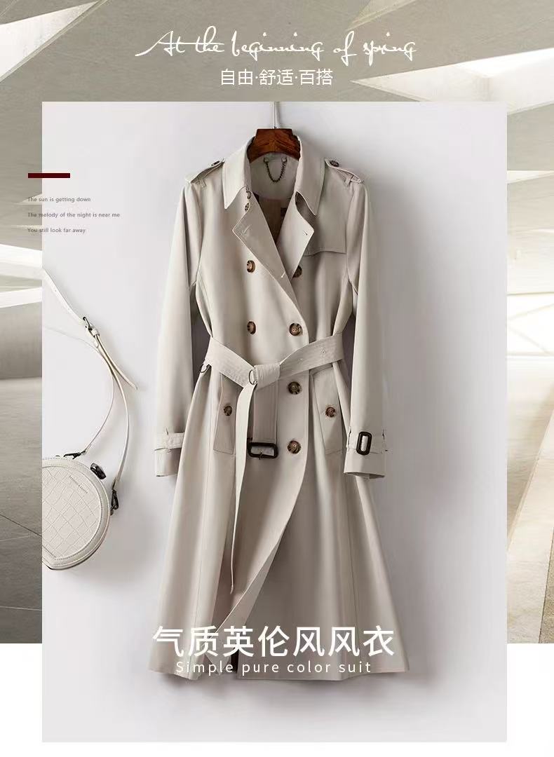 系带百搭秋季中长款气质春季春季修身女风衣网红女