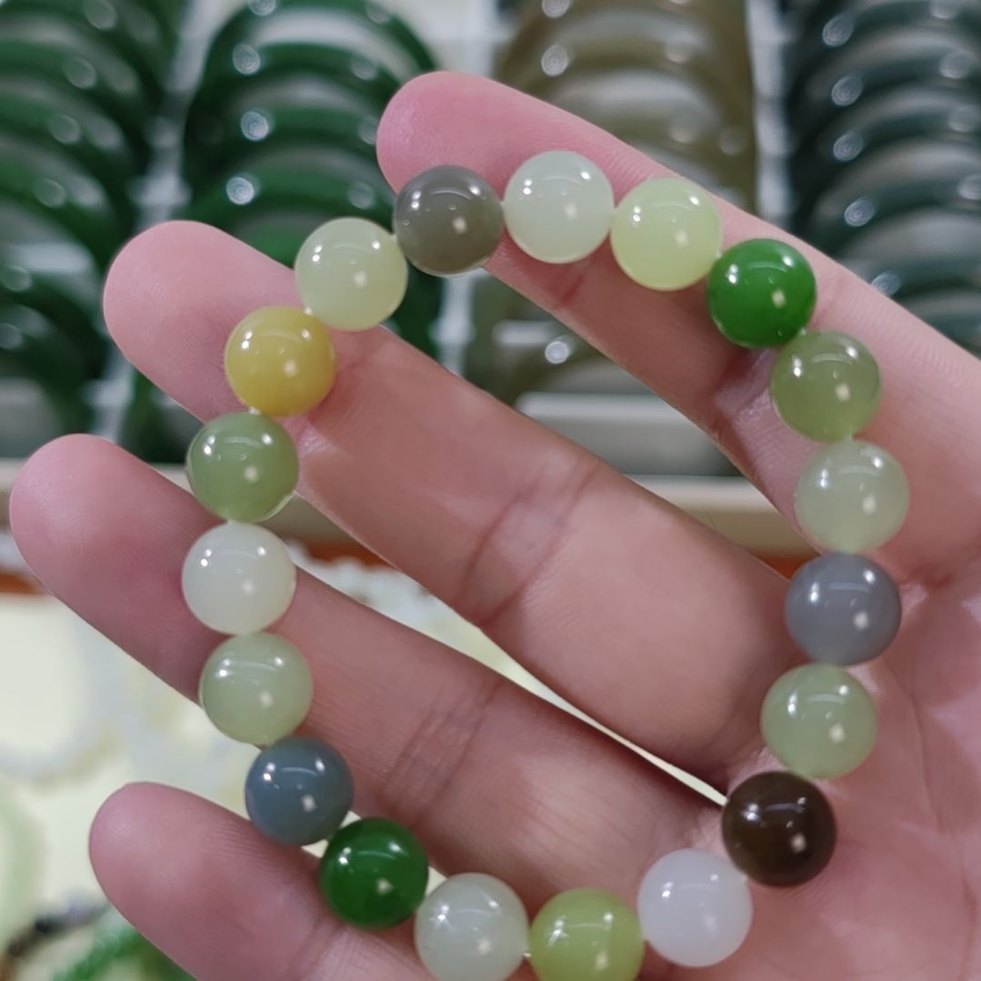 和田玉未镶嵌手串卡10高冰多宝和田玉手串×1