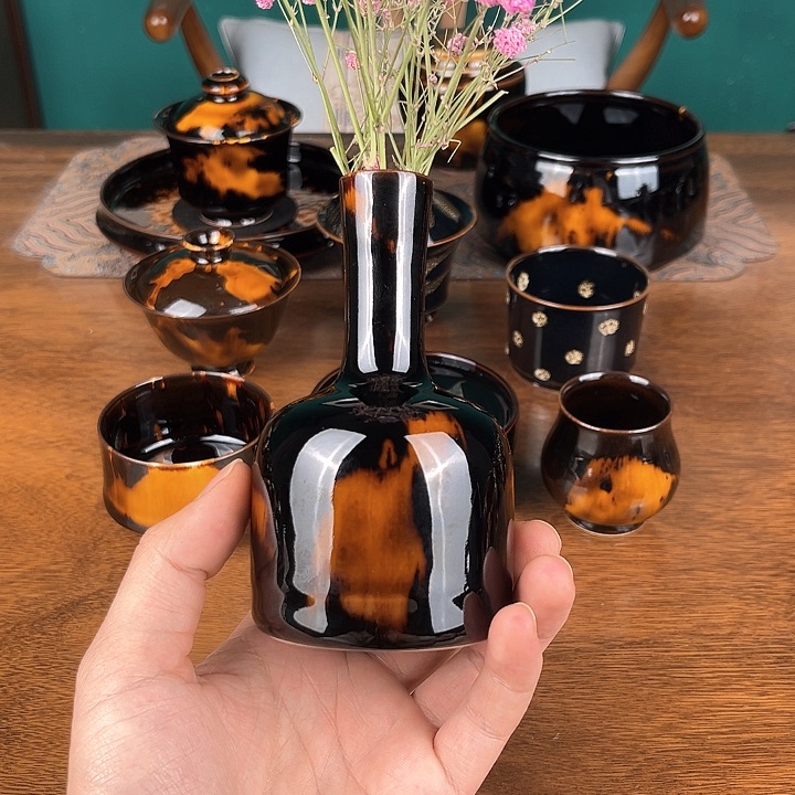 瓶玳瑁釉小摇铃尊花器