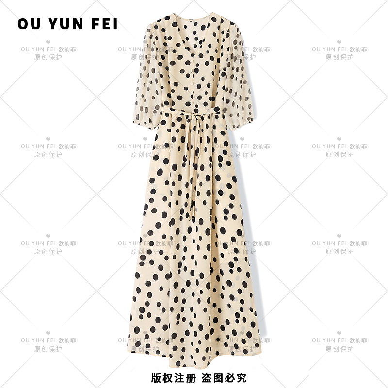 【明星范冰冰同款】夏季新款女装连衣裙气质轻奢显瘦穿搭F1205