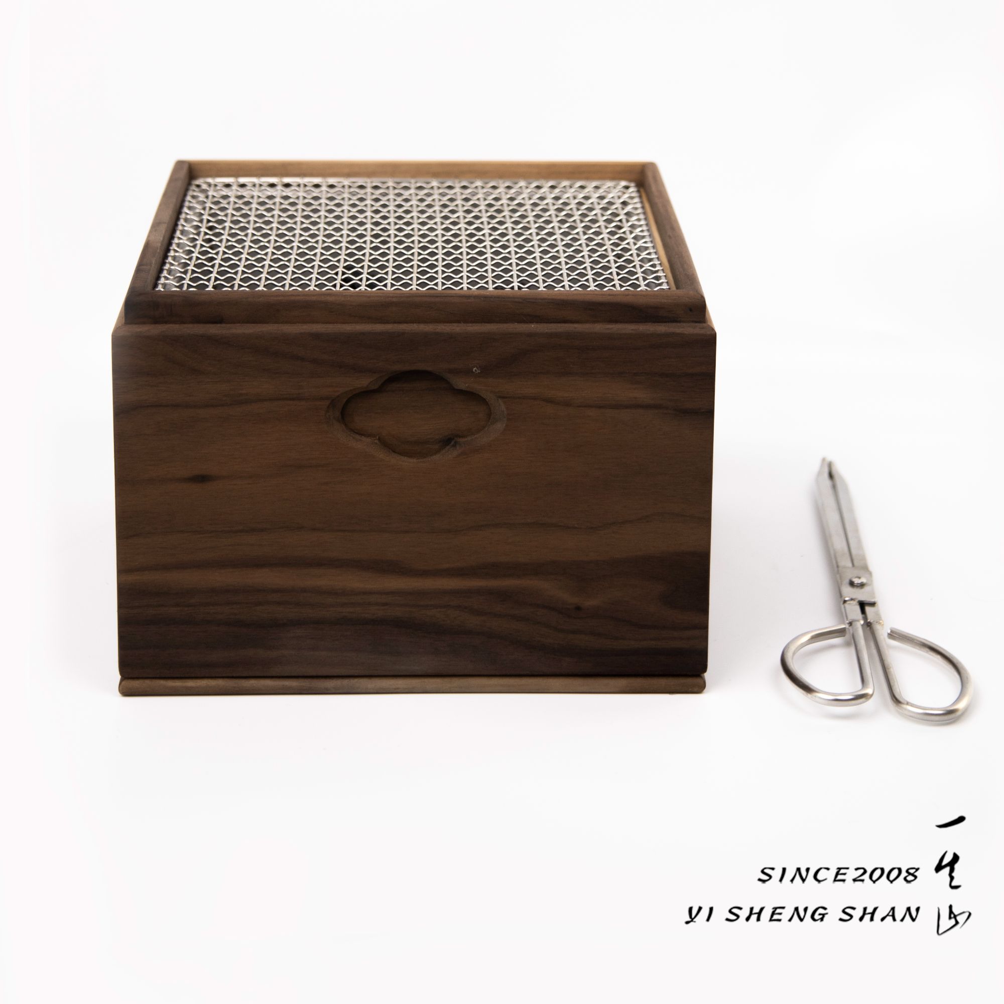 围炉煮茶北美黑胡桃暖炉碳炉中式亲友小聚家用实木碳炉茶室碳炉