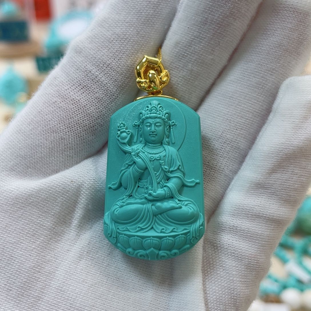 绿松石珠宝奇石18K金镶嵌