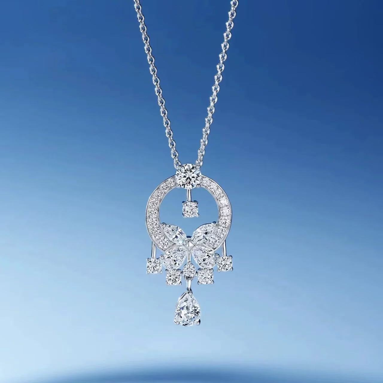 59-XL 捕梦网坠链925银莫桑钻时尚丝巾