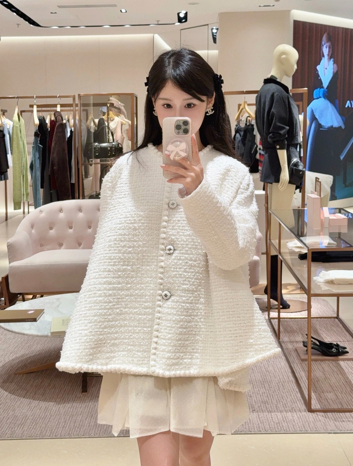 气质轻熟斗篷女外套2025冬季新款名媛小香风圆领单排扣中长款上衣