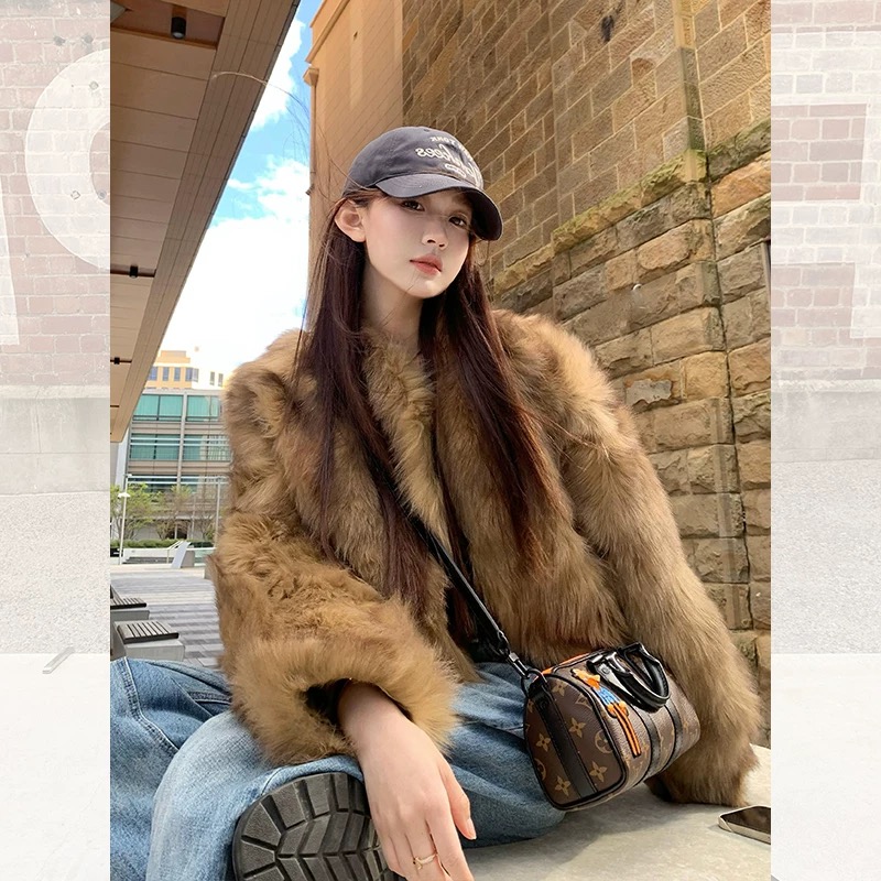 “日落月光”2024新款毛毛女冬季显瘦毛茸茸外套女毛绒防寒33372#