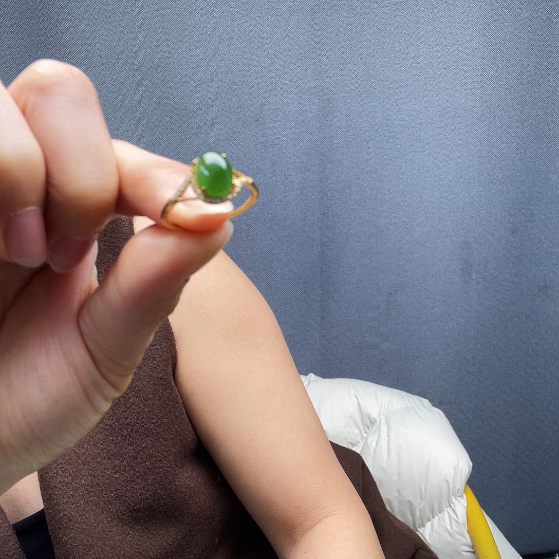 和田玉银S925镶嵌戒指