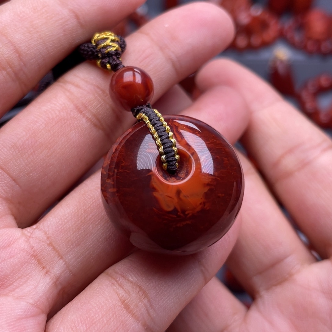 未镶嵌南红玛瑙珠宝奇石平安扣吊坠