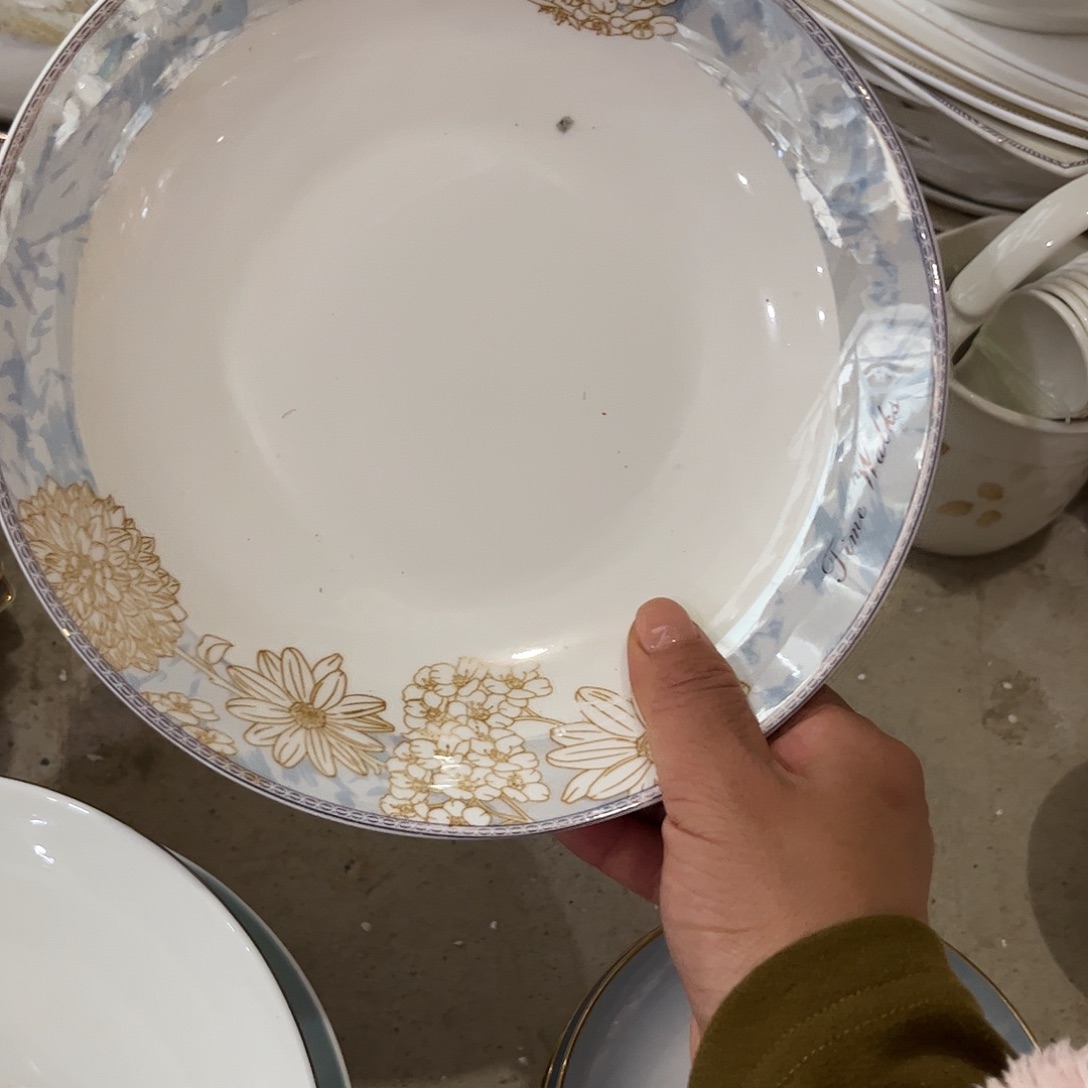 瓷片时光八寸深盘四个微瑕