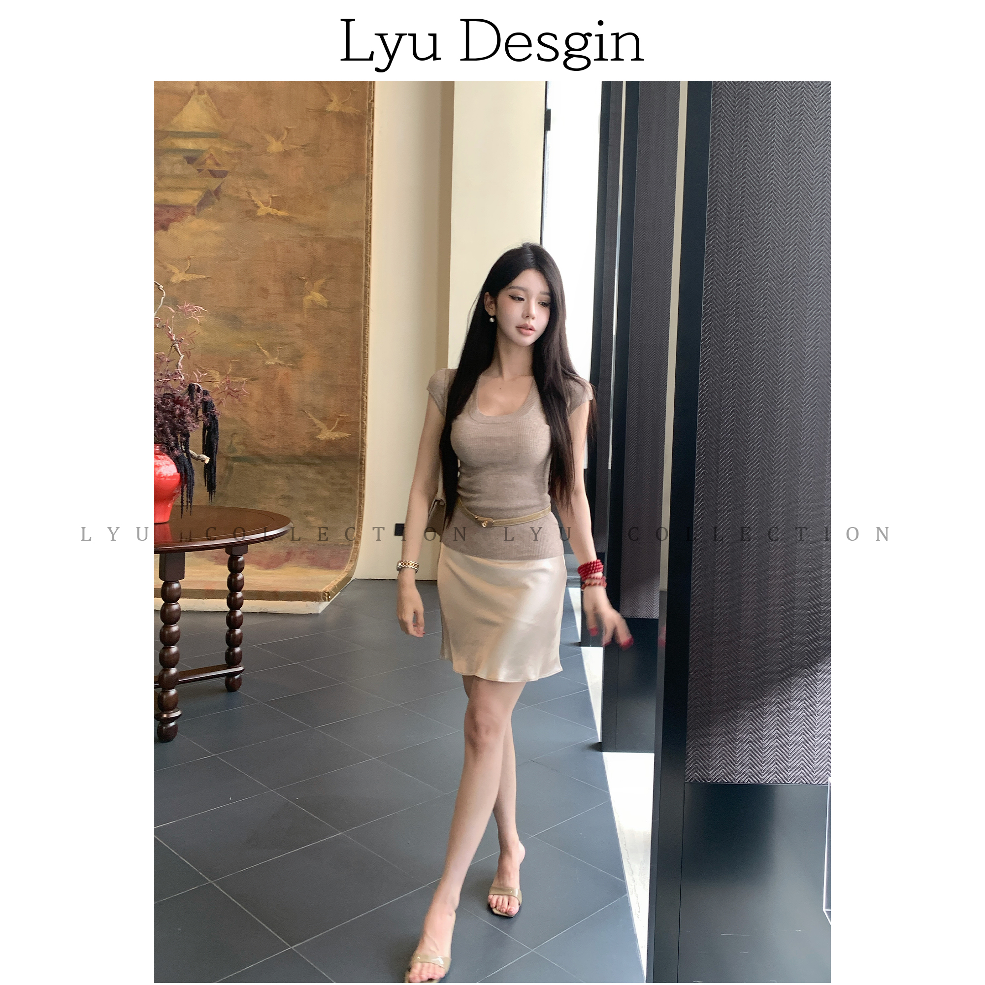 LYU【简贵氛围】质感针织方领设计上衣086