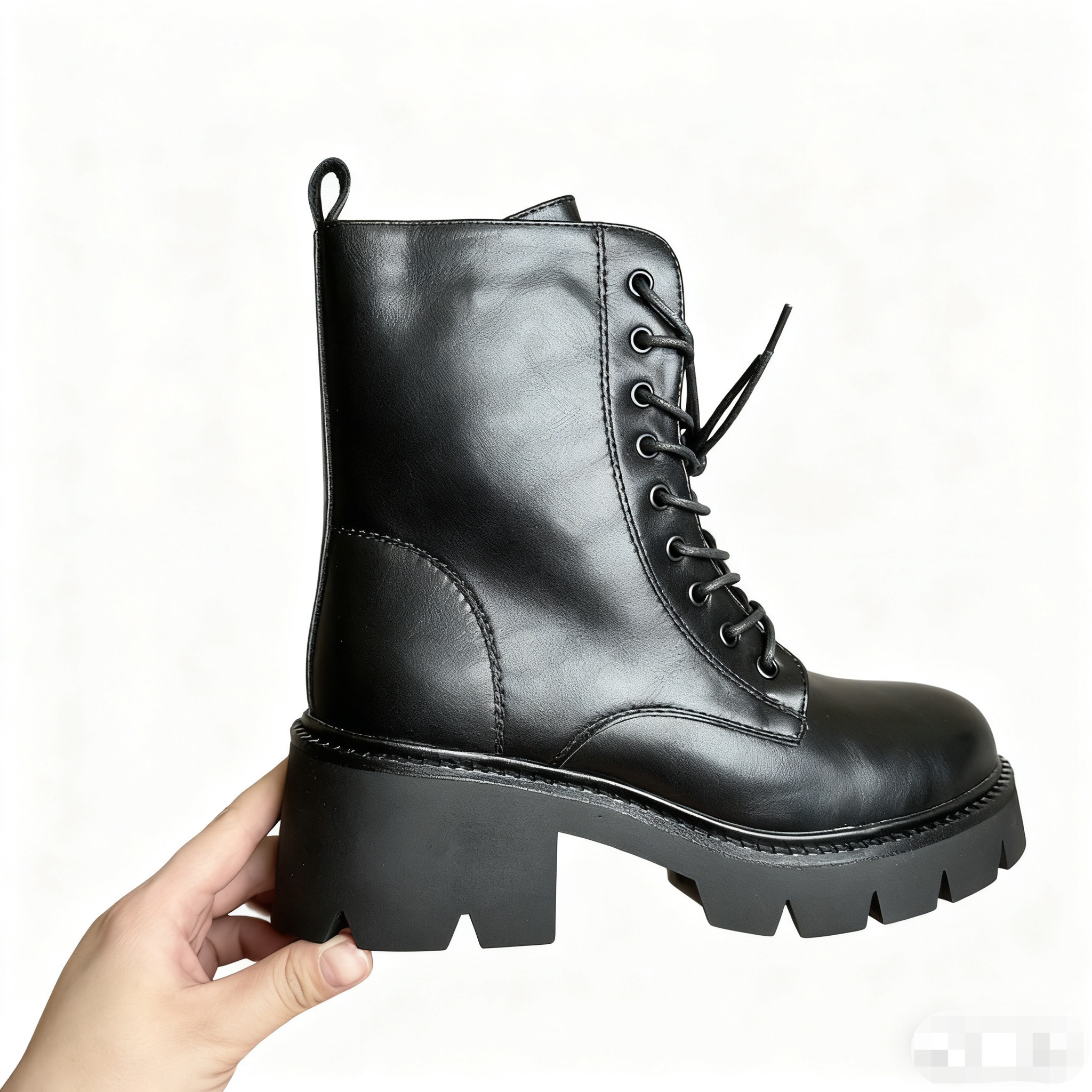 秋冬马丁靴英伦风真皮厚底加绒软皮前拉链增高女靴新款