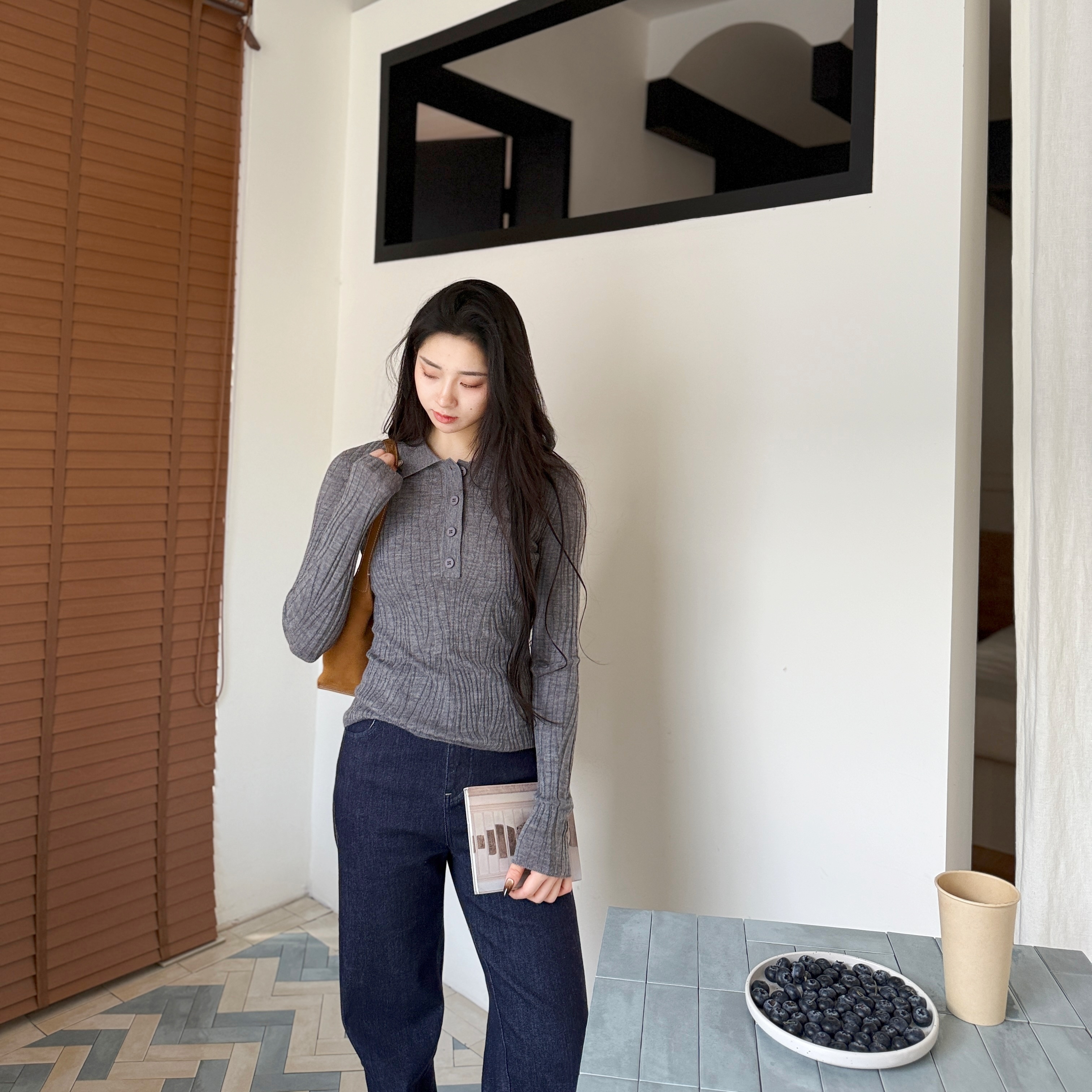 带着海风的信丨扬子100精纺羊毛波浪纹弹力针法针织衫-MY6388