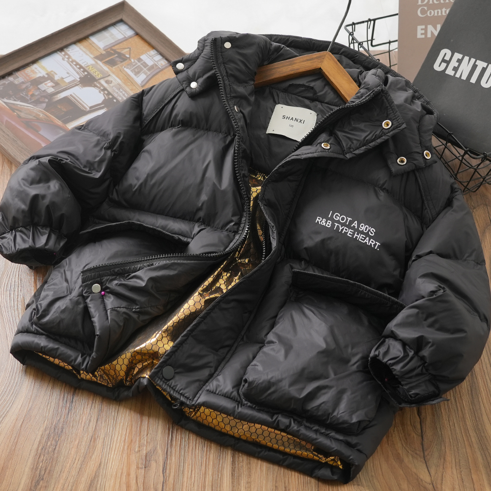 男童儿童冬季新款字母口袋羽绒服外套中大童连帽保暖厚实