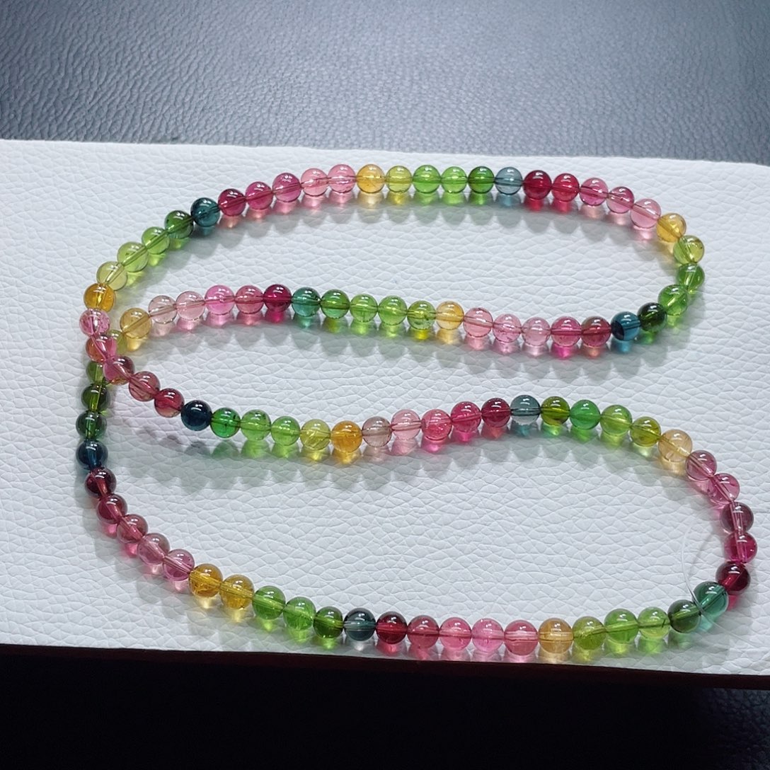 碧玺未镶嵌手链5.9mm左右