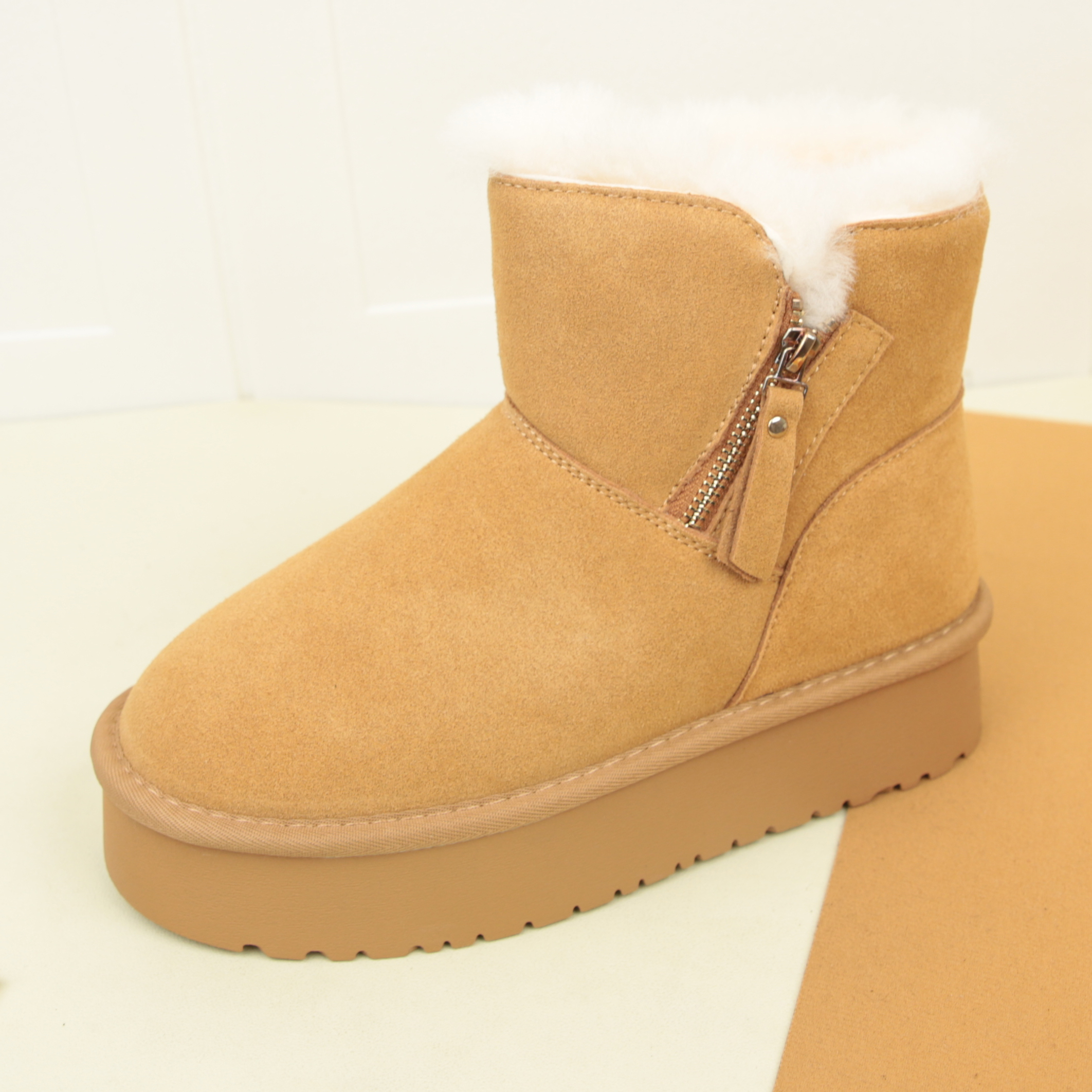 5051冬季新款皮毛一体厚底雪地靴女增高防滑东北加绒加厚保暖棉鞋