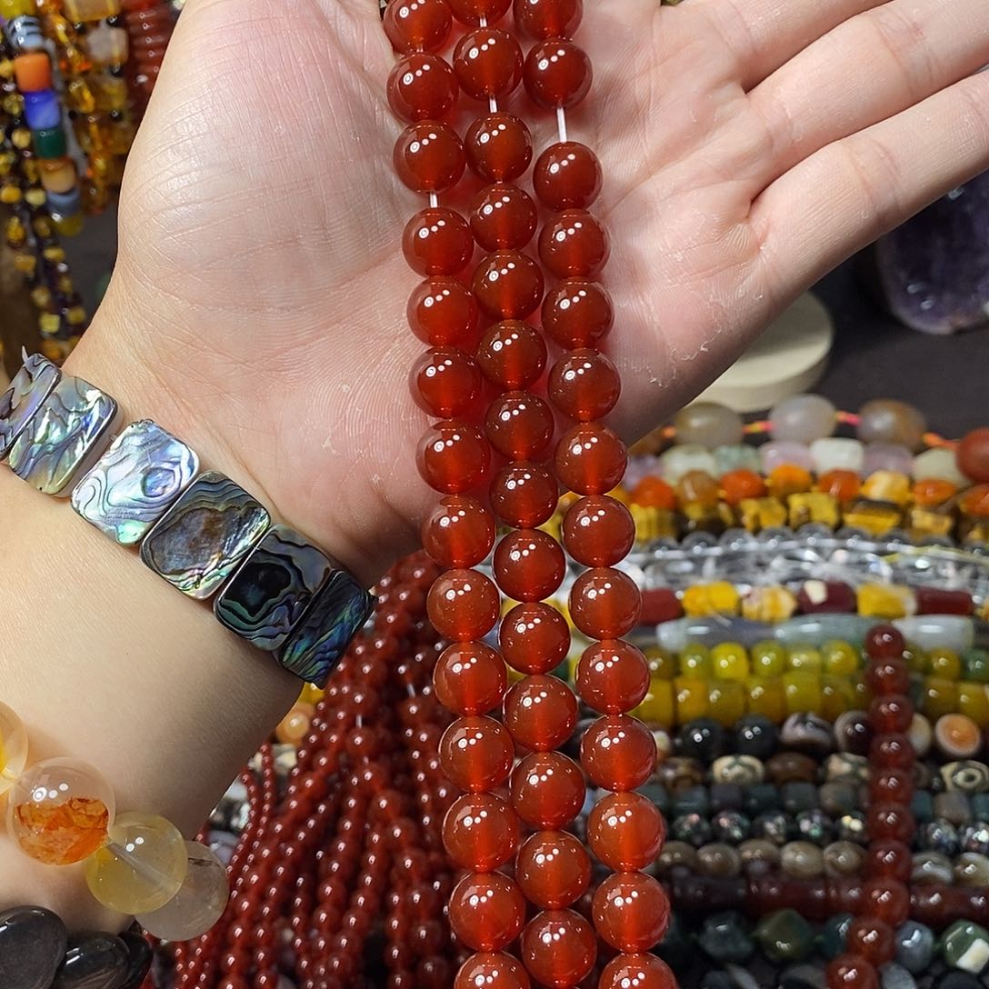 石英质玉未镶嵌，A品红玛瑙12mm，