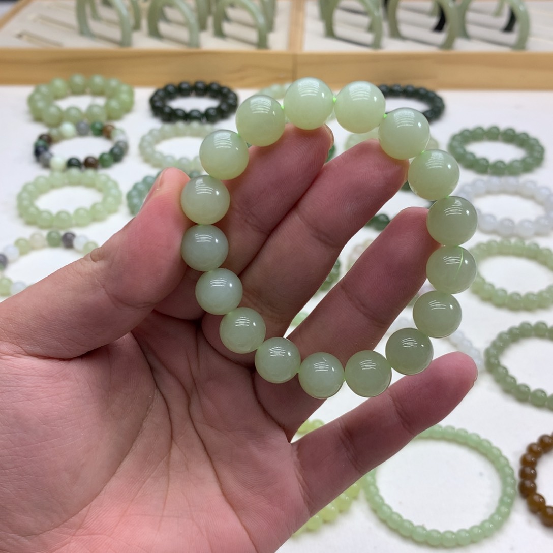 和田玉手串（糯冰晴水11.8）未镶嵌