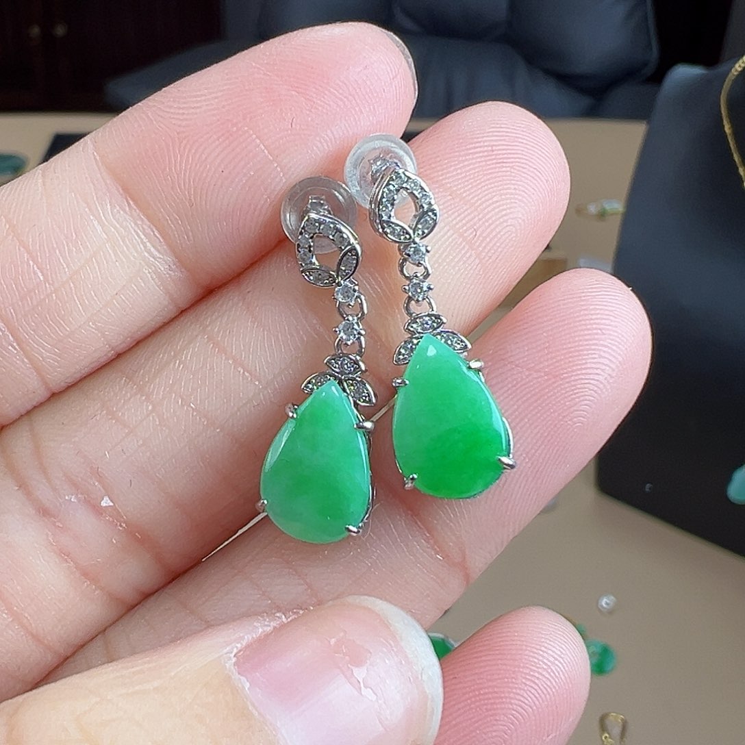 翡翠银S925镶嵌耳饰耳饰7