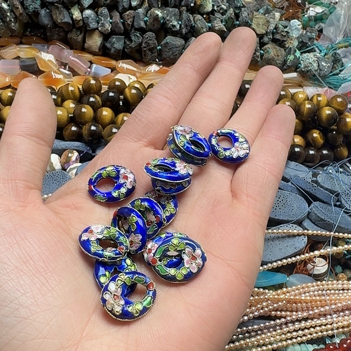 玛瑙/玉髓未镶嵌珠宝半成品3个15x20m景泰蓝