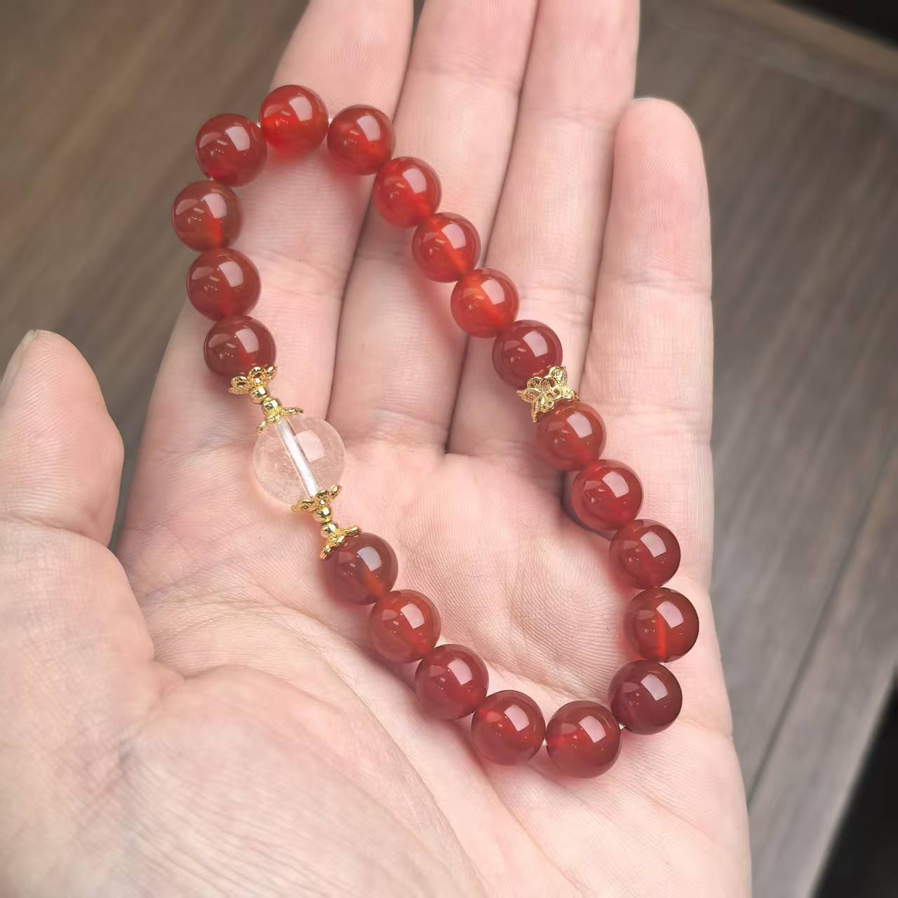 【上新了故宫】8mm红玛瑙加水晶 