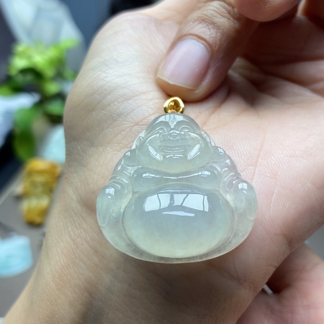 翡翠颈饰18K金镶嵌吊坠4