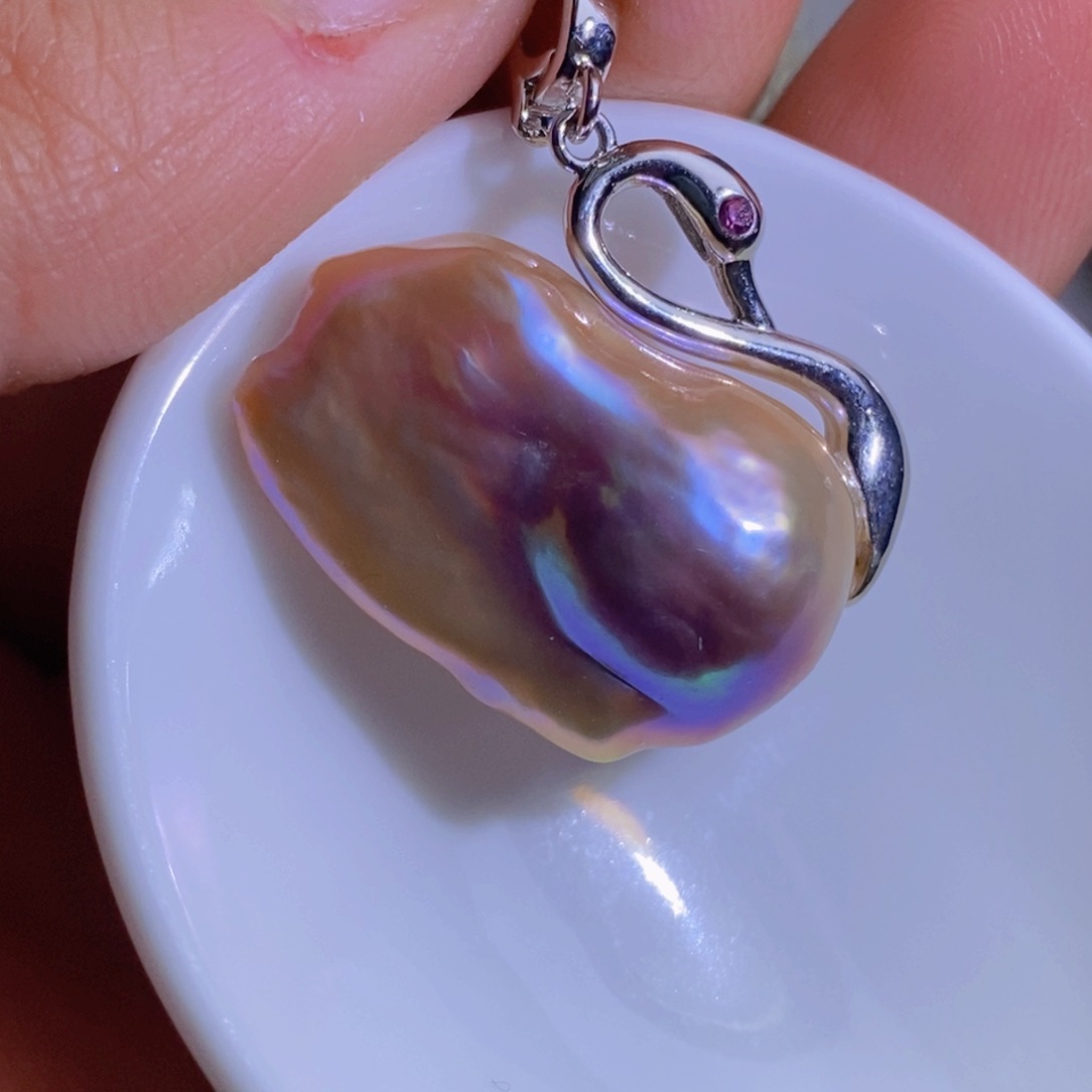 银S925镶嵌天然淡水珍珠淡水珍珠