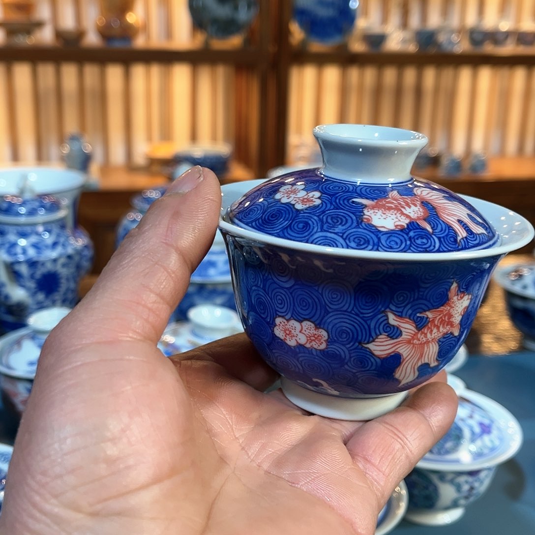 錡镇堂手工手绘绘盖碗