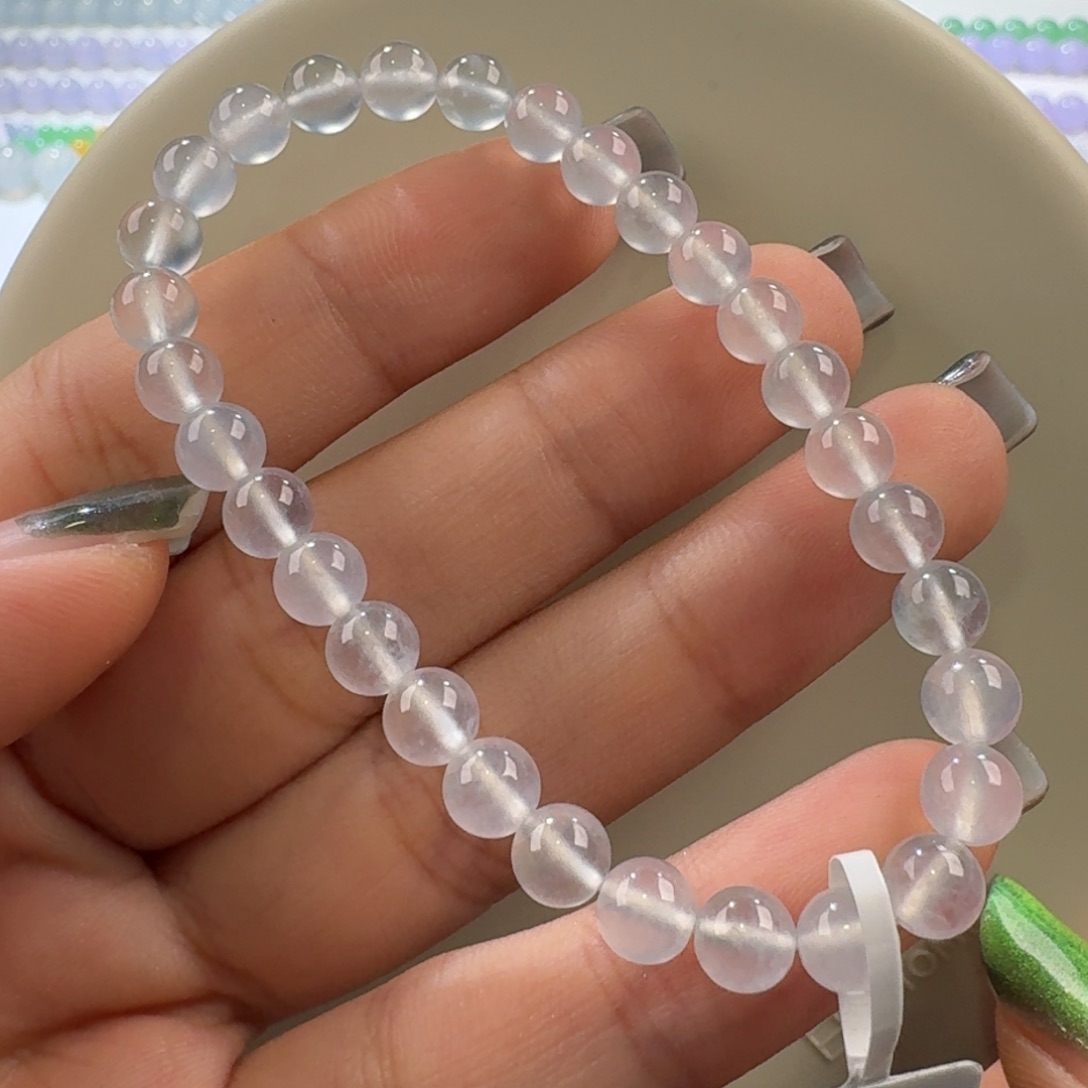 翡翠手链未镶嵌玻璃白钢手串卡6