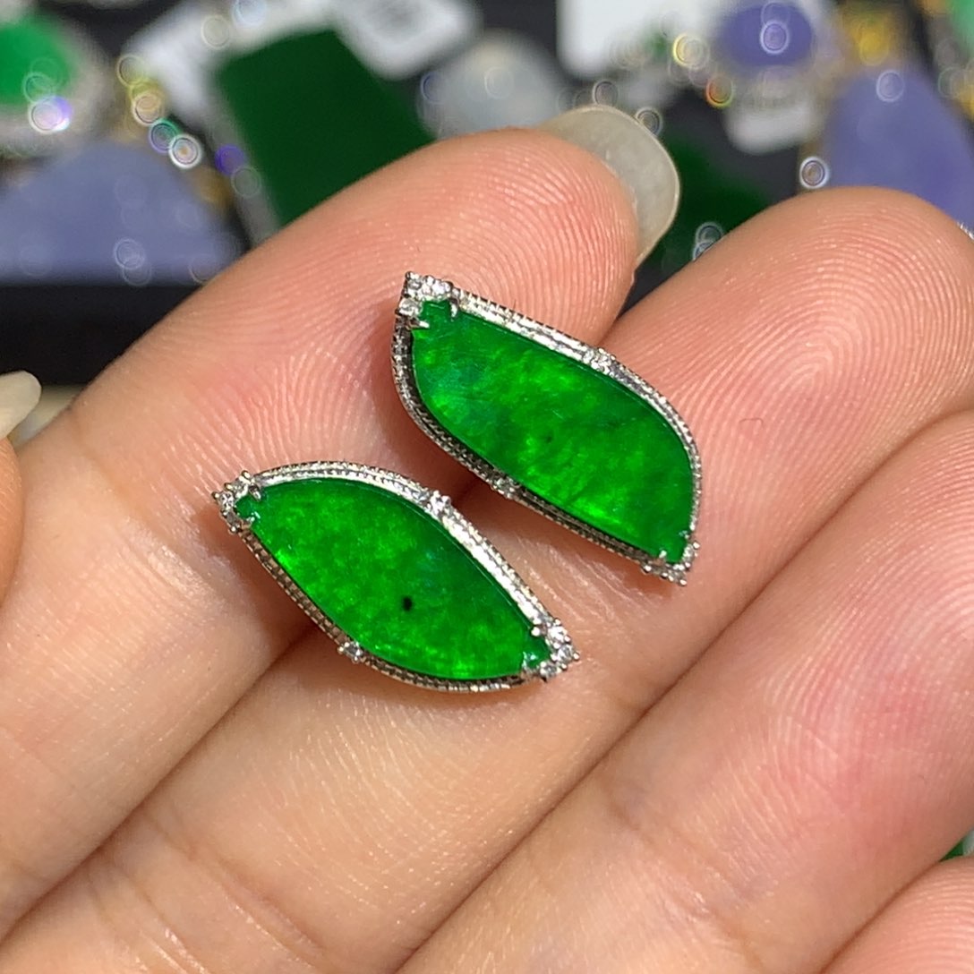 翡翠耳饰18K金镶嵌8、