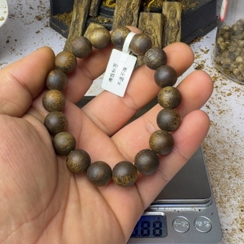 沉香木手串全***赴绿奇楠沉香1.2mm14g99沉