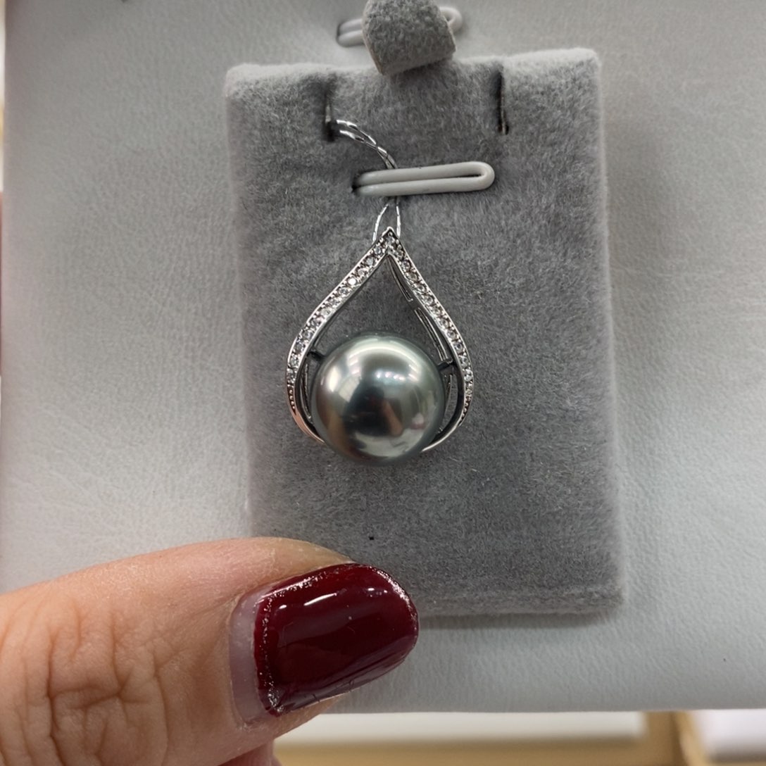 海水珍珠颈饰银S925镶嵌11-12mm