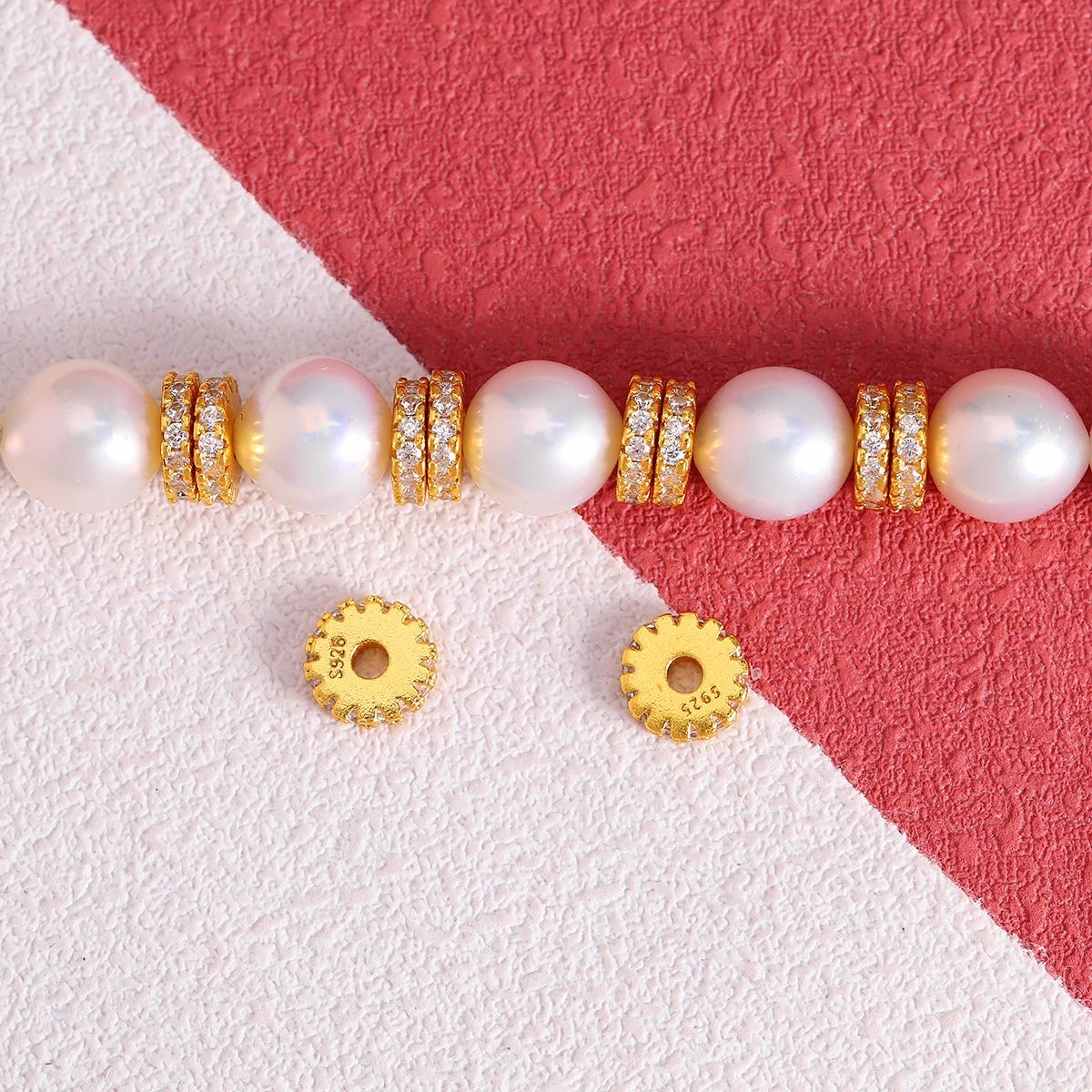 925银银制品 【锆石小齿轮隔片】隔珠DIY串珠手链项链配件1颗Y16