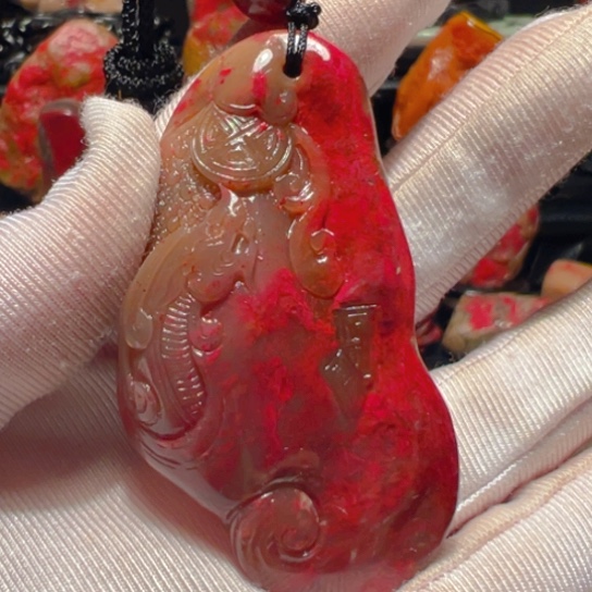 昌化鸡血石用****5精品挂件