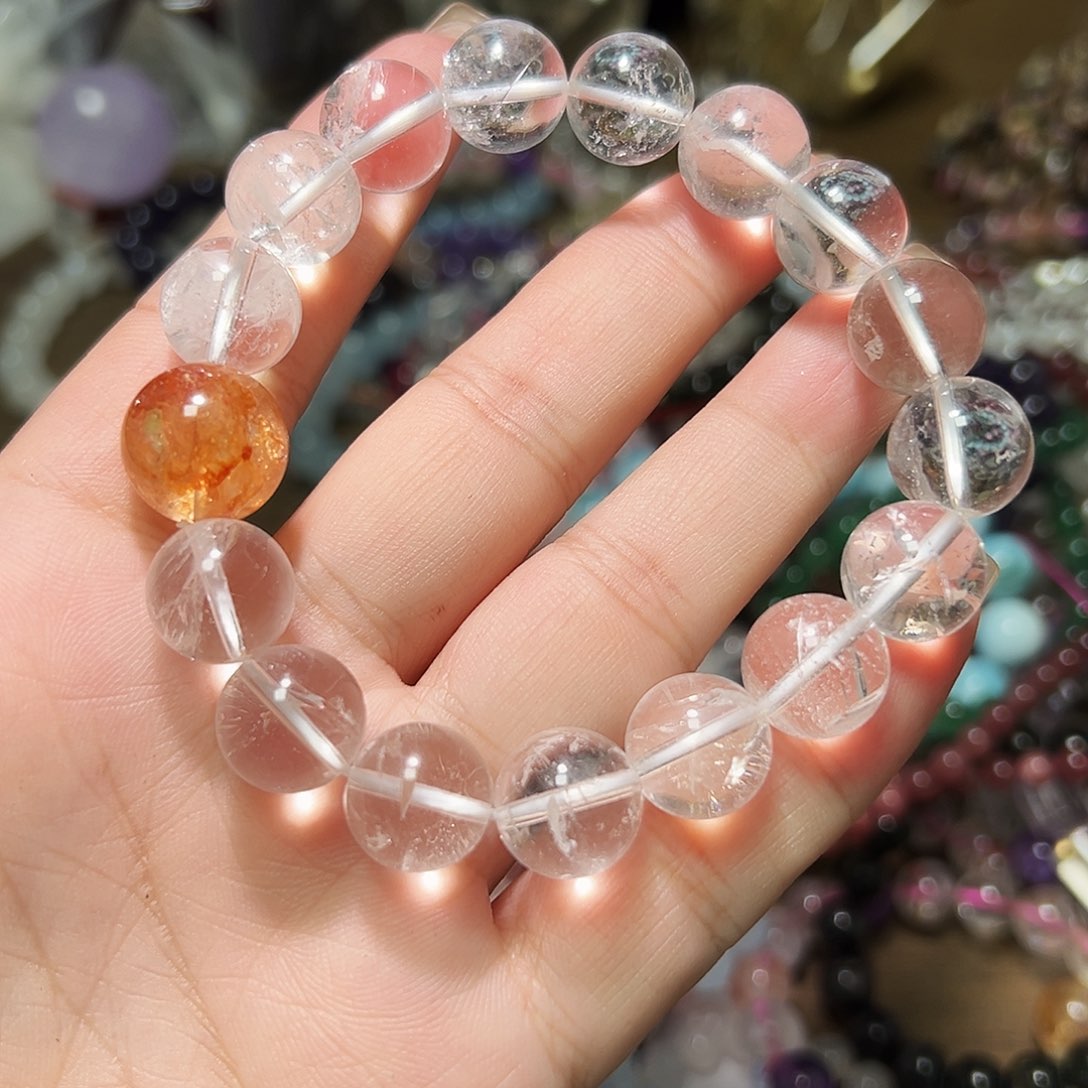 海蓝宝石手链未镶嵌喜马拉雅12毫米加胶花