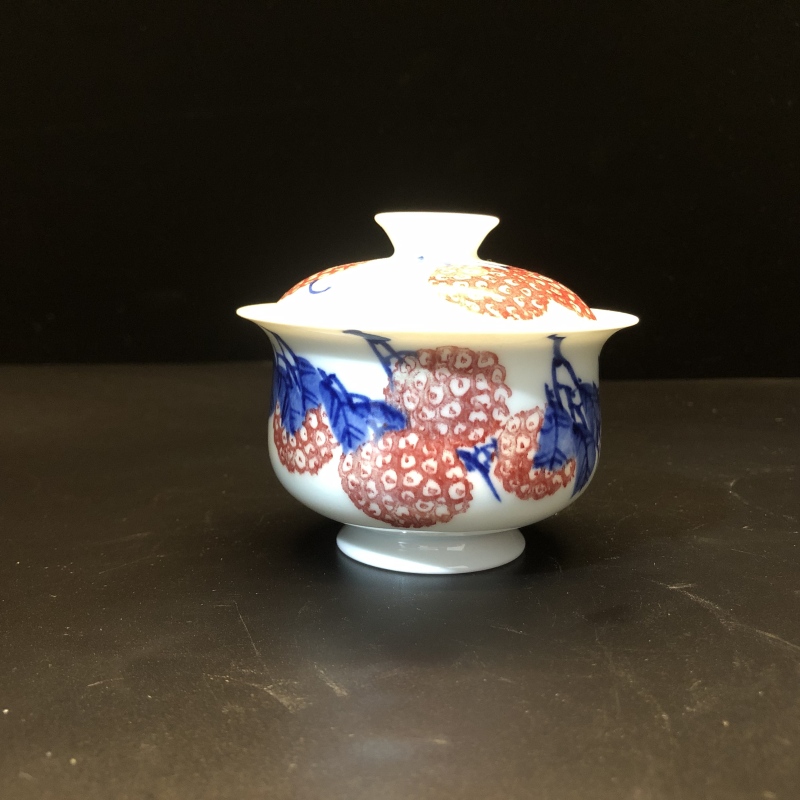 12.26a/N200230/00274/东客/釉里红荔枝盖碗/口径9.1/高8/140cc