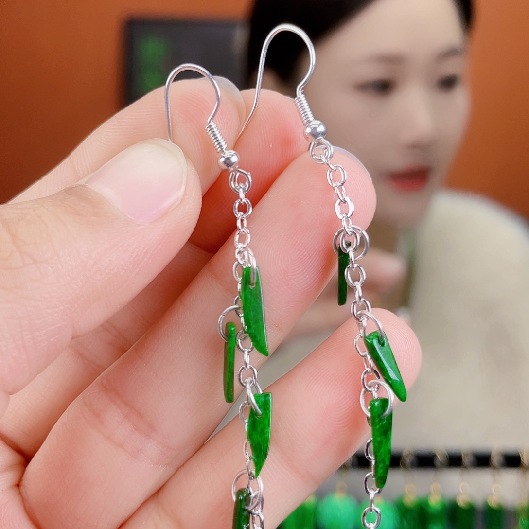 翡翠未镶嵌耳饰饰品